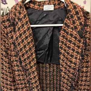 Stylish Houndstooth Blazer in Black and Brown
